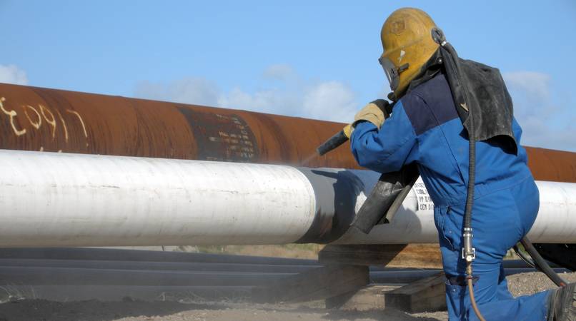 Industrial pipe line blasting